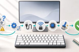 キーボード入力がおかしい時に設定、接続、ドライバー、故障を順番に確認するアイキャッチ画像