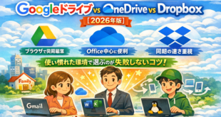 クラウドストレージの比較：Googleドライブ vs OneDrive vs Dropbox【2026年版】