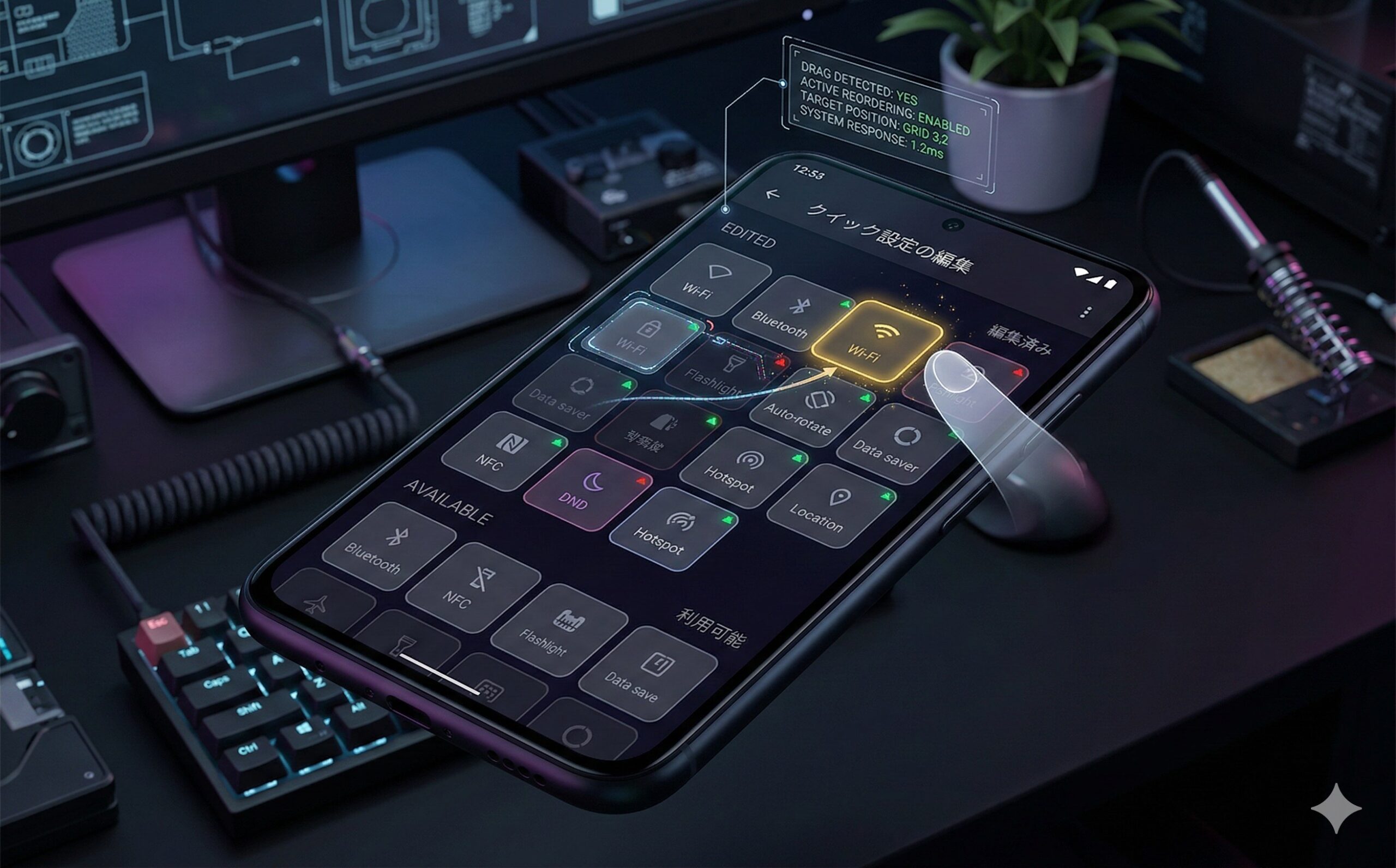 Androidクイック設定タイル編集画面