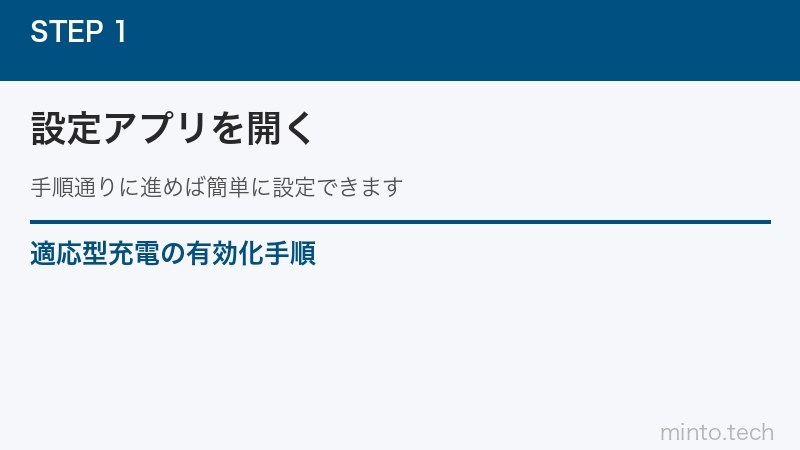 適応型充電の有効化手順