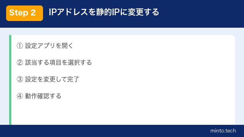 IPアドレスを静的IPに変更する