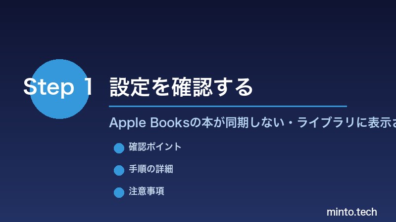 Apple Booksの本が同期しない・ライブラリに表示されない - 設定を確認する