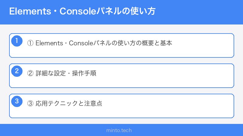 Elements・Consoleパネルの使い方