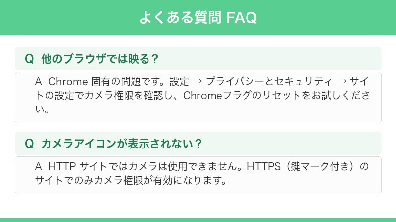 Chromeでカメラが正常に動作している状態の確認