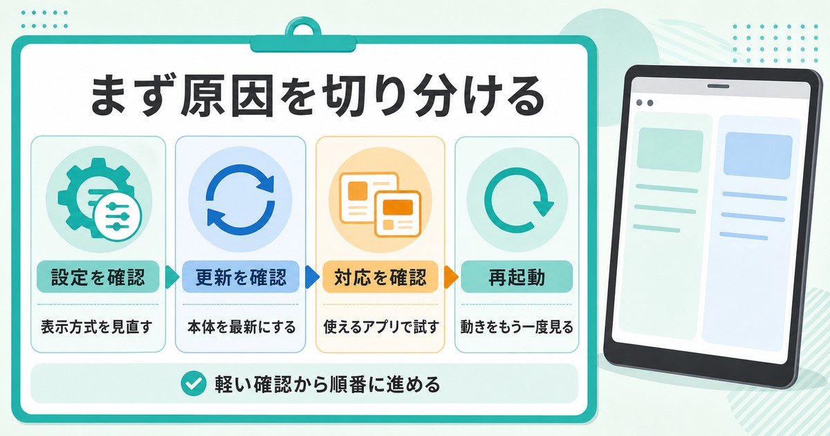 iPadで画面分割できない時の原因確認順をまとめた情報画像