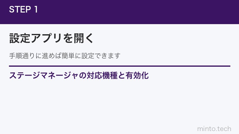ステージマネージャの対応機種と有効化
