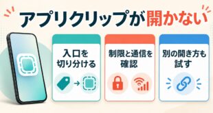アプリクリップが開かない時に入口と確認順を切り分けるアイキャッチ画像