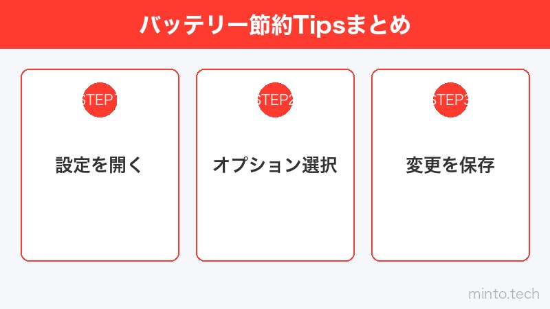 バッテリー節約Tipsまとめ