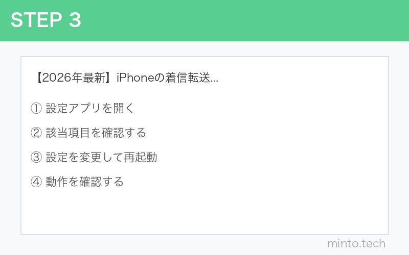 【2026年最新】iPhoneの着信転送が機能しない・設定できない原因と対処法 手順3