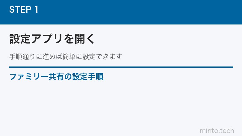 ファミリー共有の設定手順