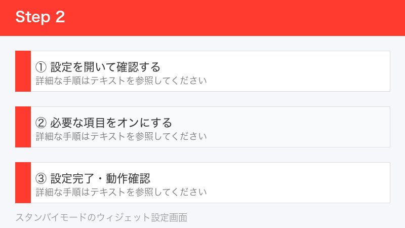 スタンバイモードのウィジェット設定画面