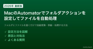 【2026年最新版】MacのAutomatorでフォルダアクションを設定してファイルを自動処理する方法【完全ガイド】