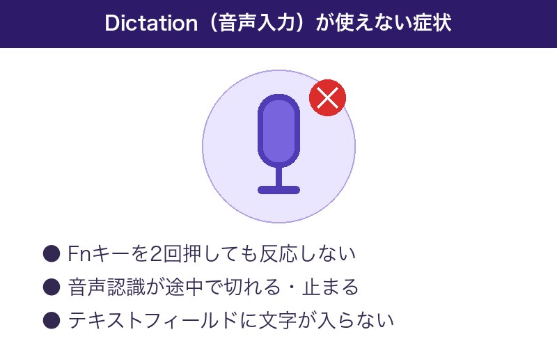 Dictation(音声入力)が使えない症状