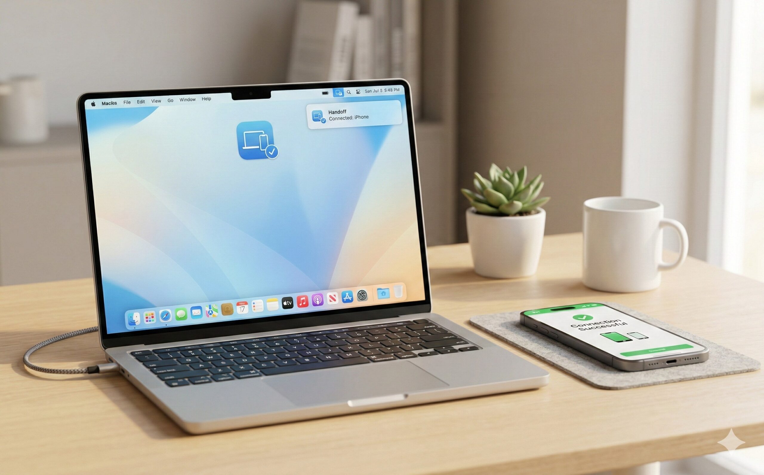 MacBookとiPhoneのHandoff接続成功