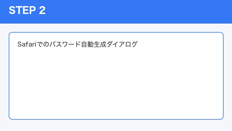 Safariでのパスワード自動生成ダイアログ