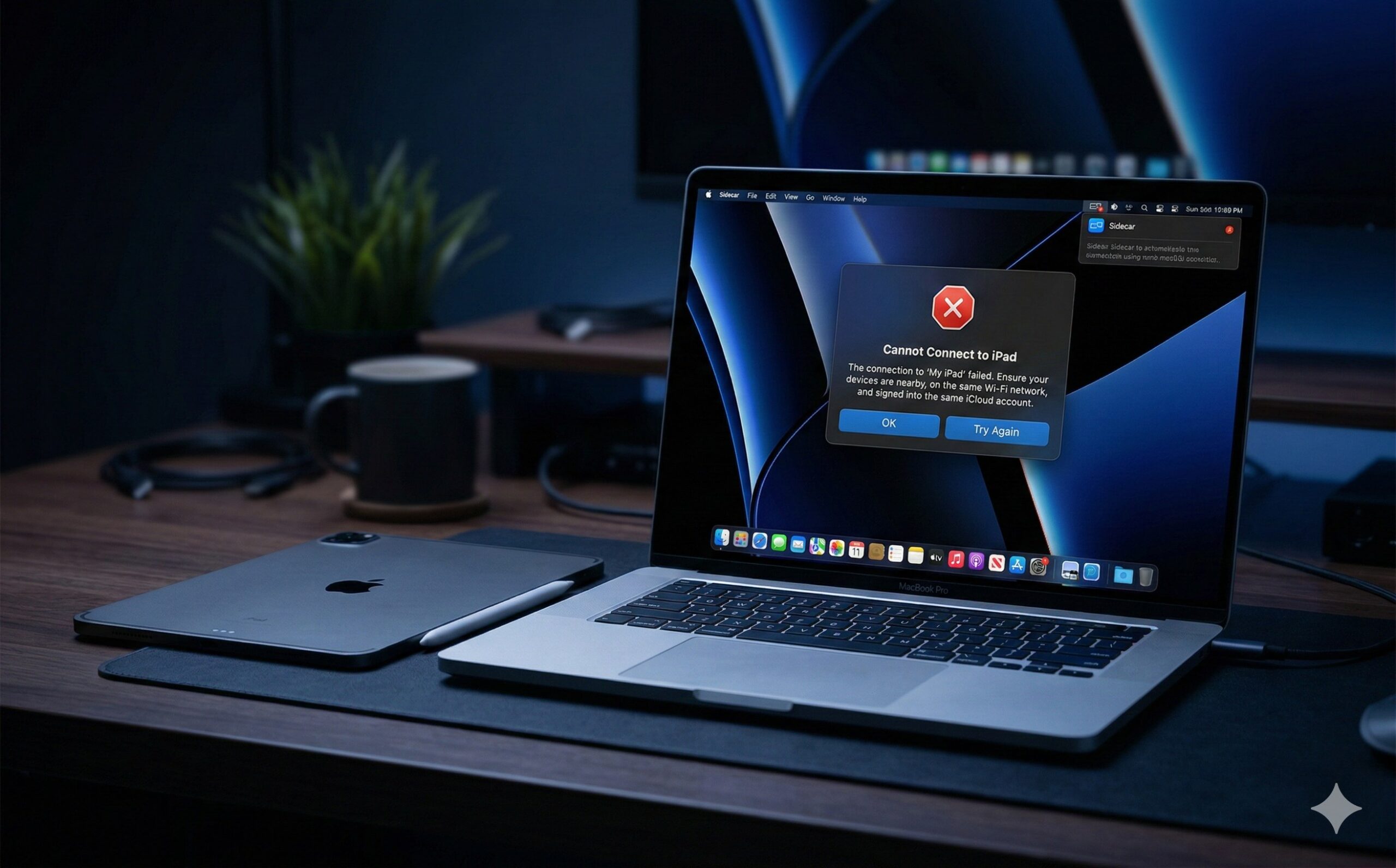 MacBookとiPadのSidecar接続エラー画面