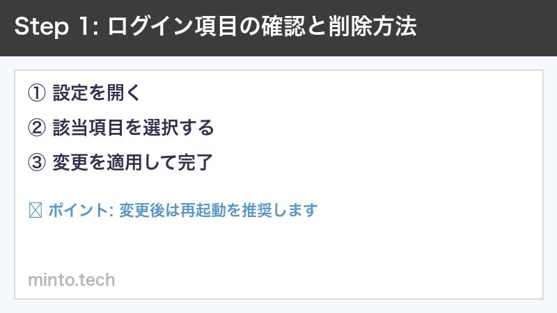 ログイン項目の確認と削除方法