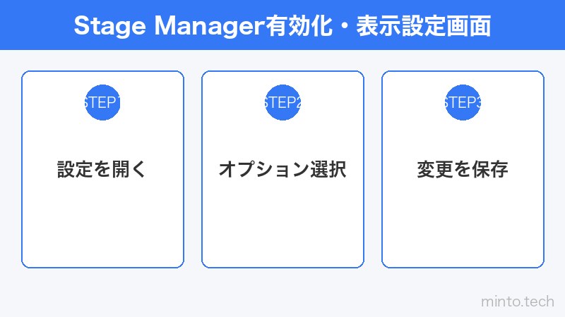 Stage Manager有効化・表示設定画面