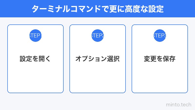 ターミナルコマンドで更に高度な設定