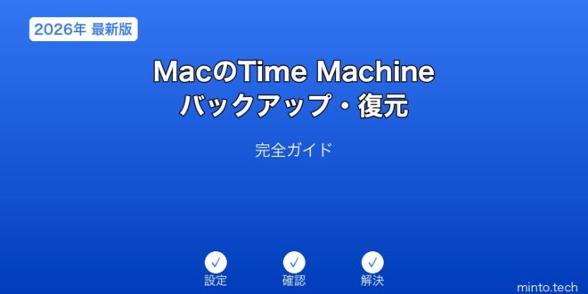 【2026年最新版】MacのTime Machineバックアップ設定・復元完全ガイド – minto.tech