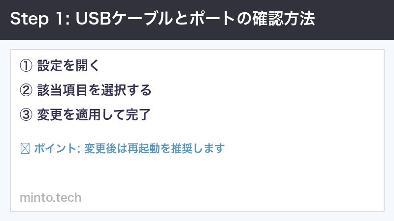 USBケーブルとポートの確認方法