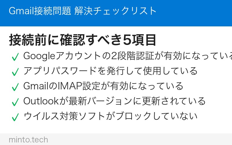 Gmail接続問題 解決チェックリスト