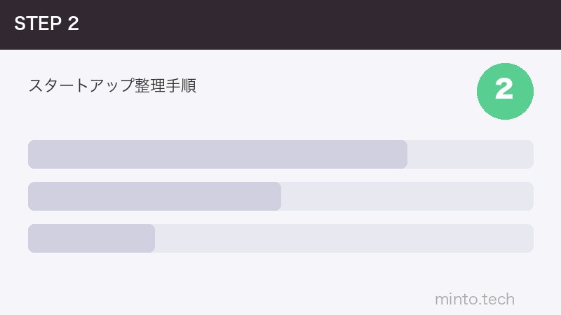 スタートアップ整理手順