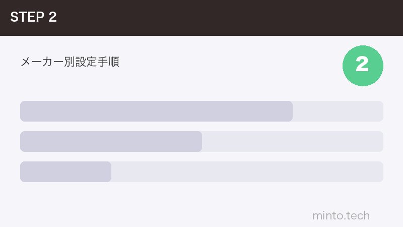 メーカー別設定手順