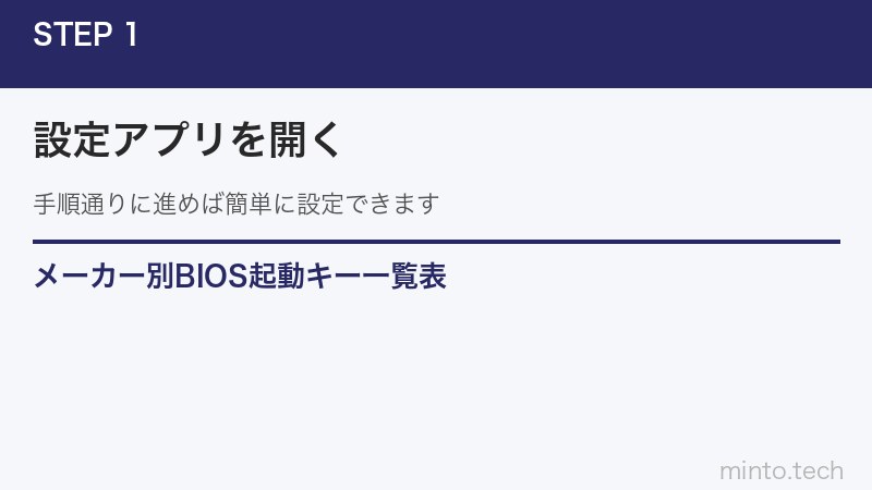 メーカー別BIOS起動キー一覧表