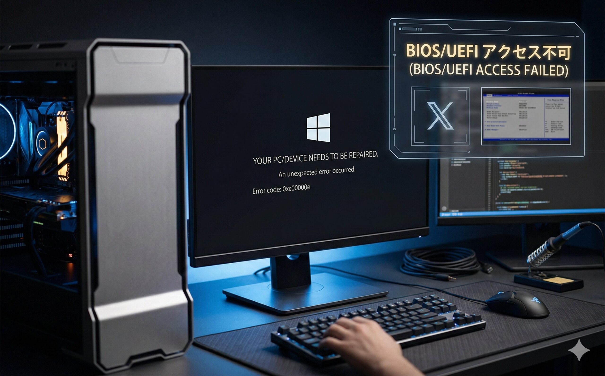 Windows BIOS/UEFIにアクセスできないエラー画面