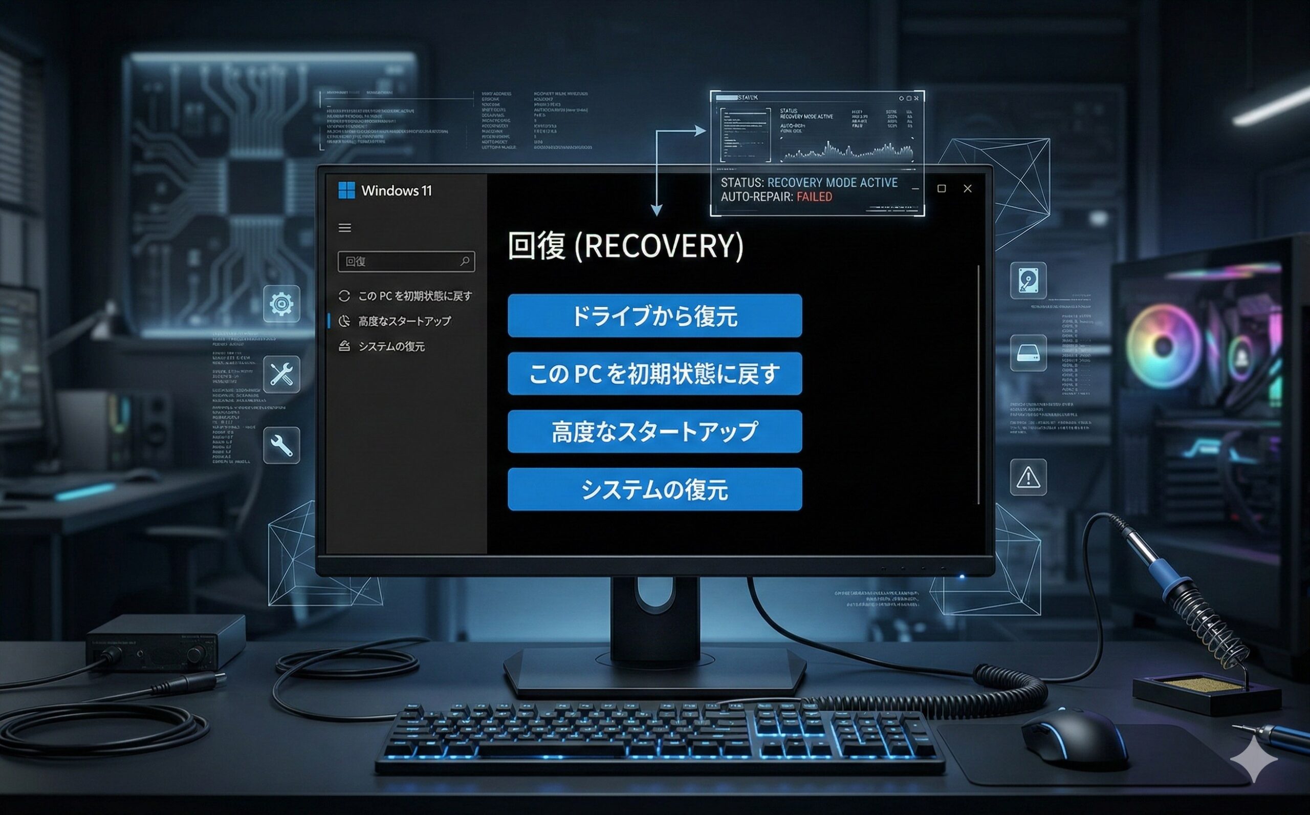 Windowsの回復設定からBIOS/UEFIに入る手順