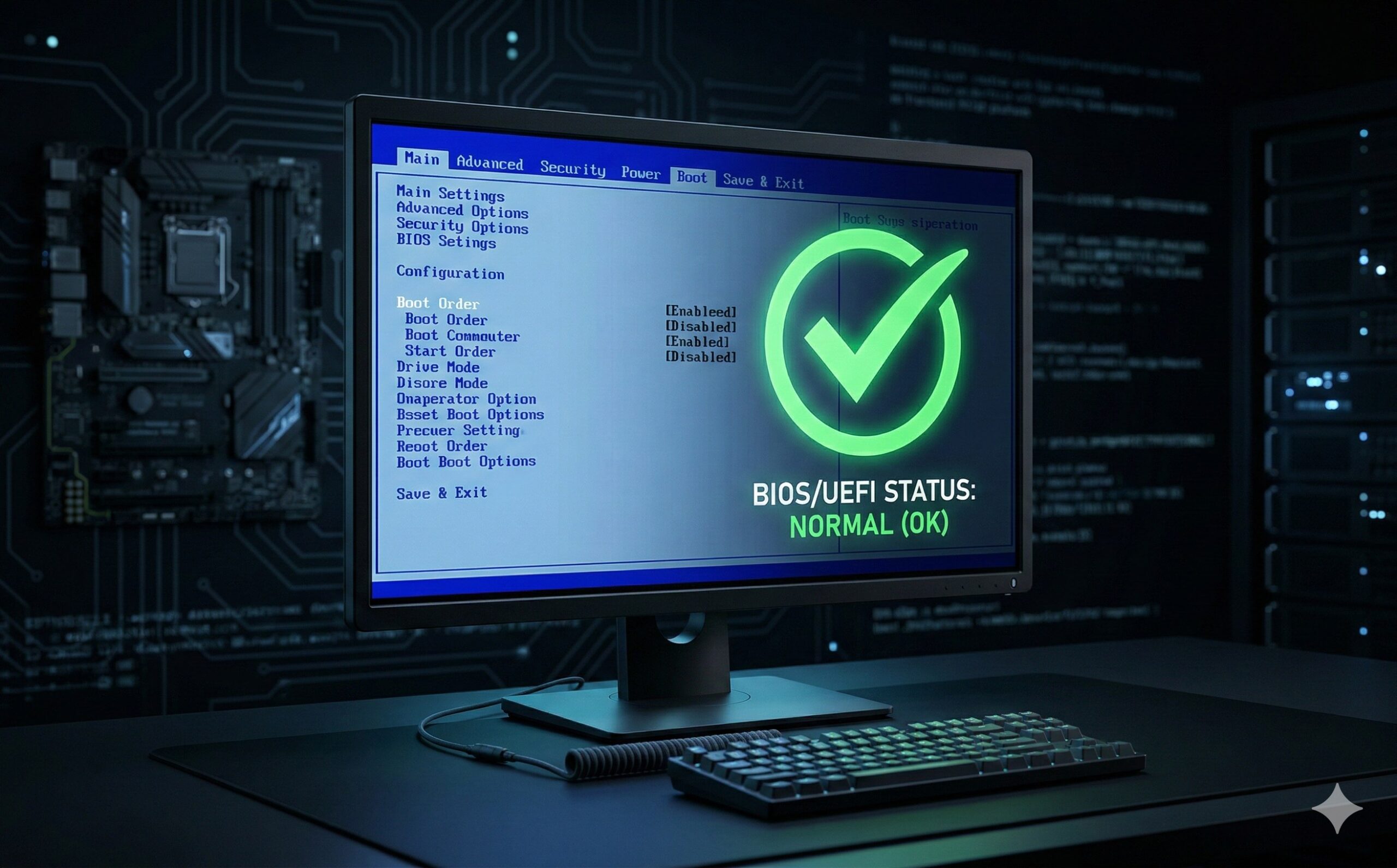 BIOS/UEFI設定画面が正常に表示された状態