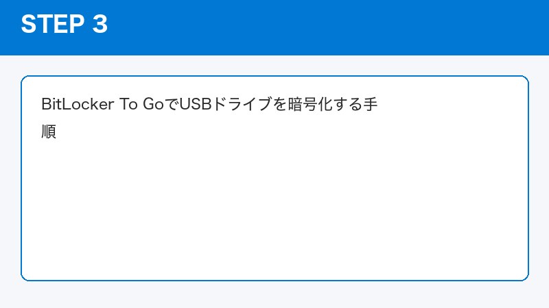 BitLocker To GoでUSBドライブを暗号化する手順
