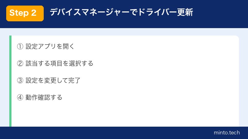 デバイスマネージャーでドライバー更新
