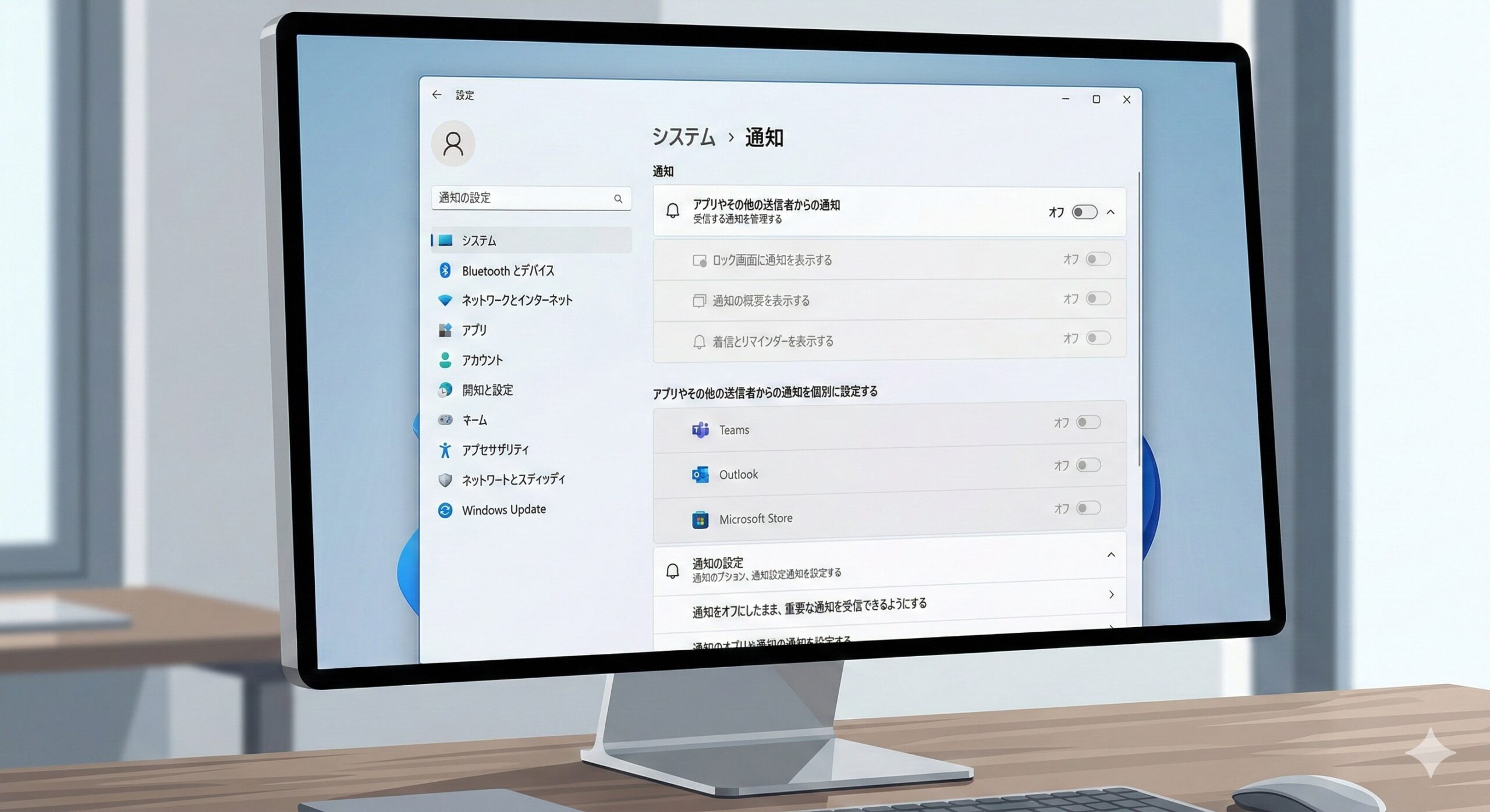 Windows通知設定の確認手順