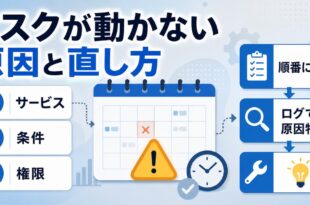 タスクスケジューラが動かない時の原因と直し方をまとめた図解アイキャッチ