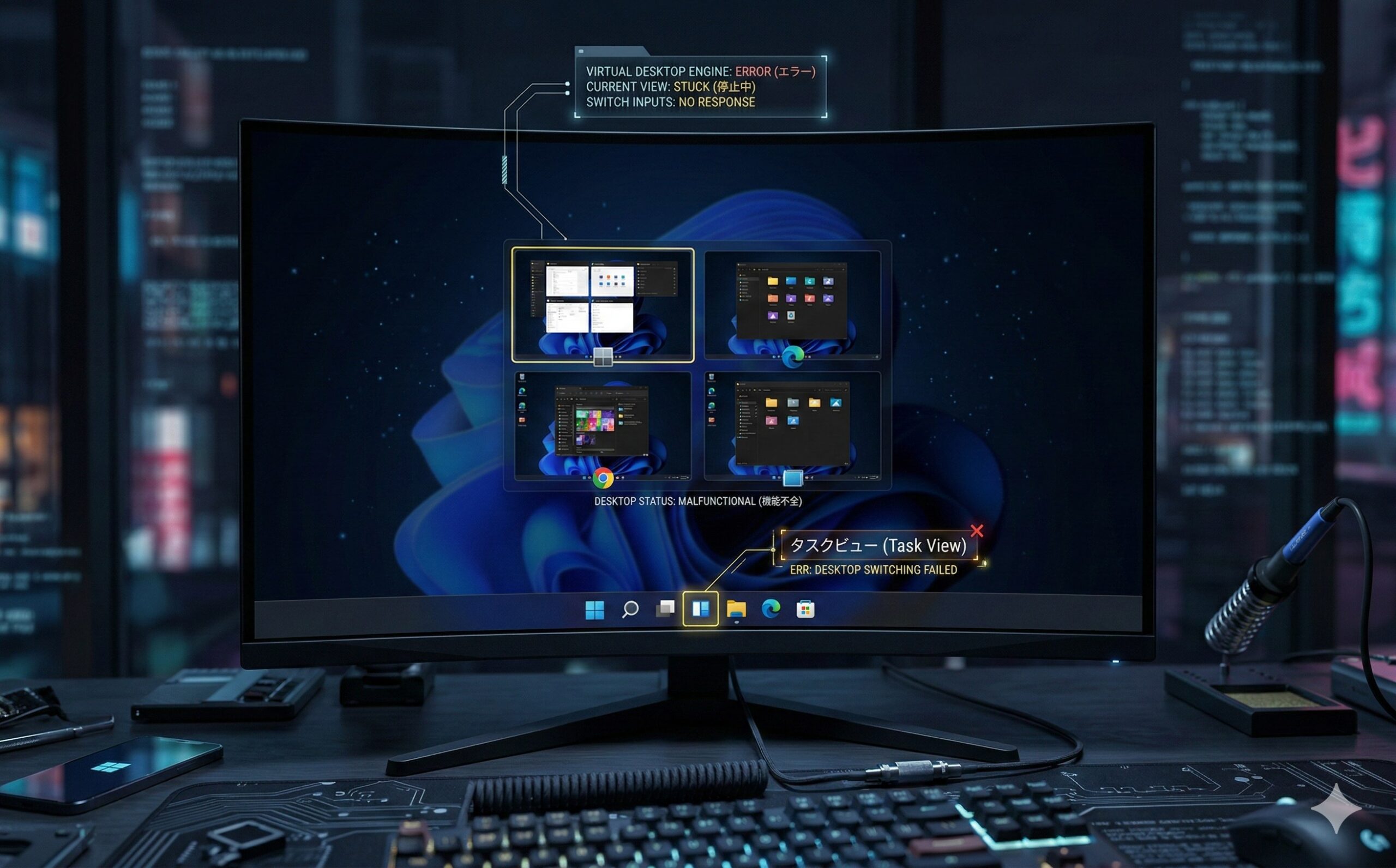 Windows 11仮想デスクトップのタスクビュー画面