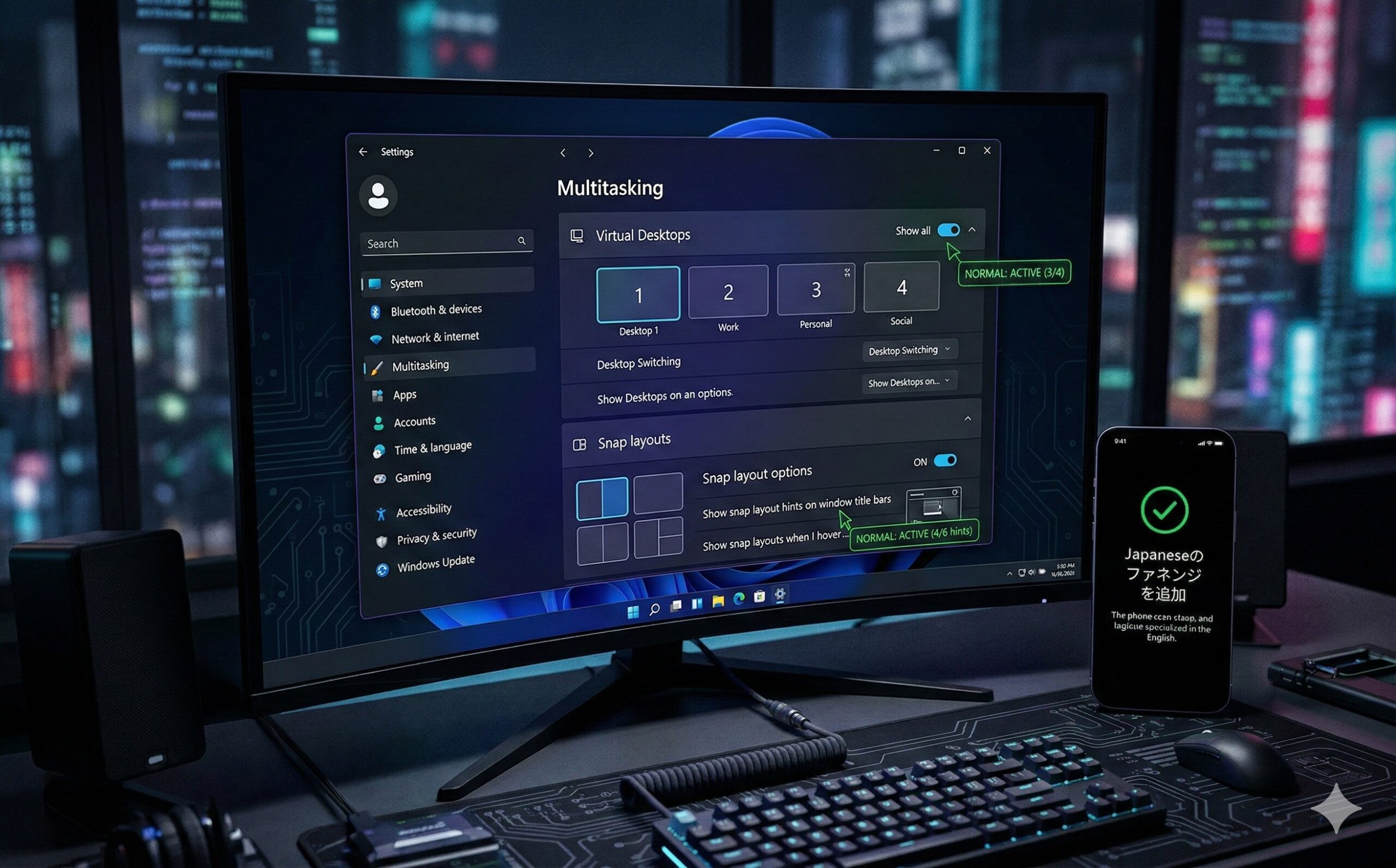 Windows 11仮想デスクトップが正常に動作している画面