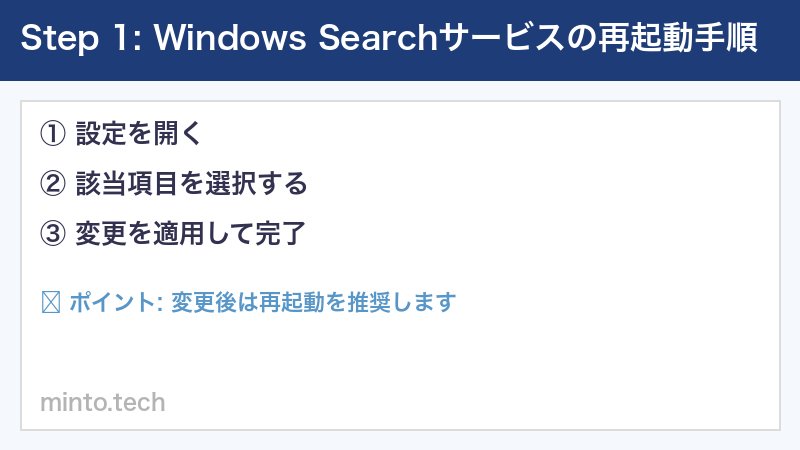 Windows Searchサービスの再起動手順