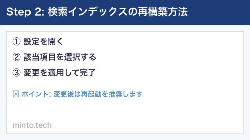 検索インデックスの再構築方法