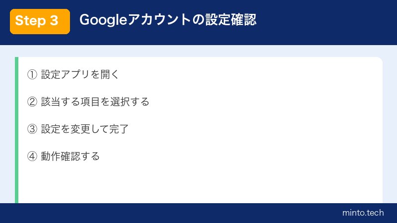 Googleアカウントの設定確認