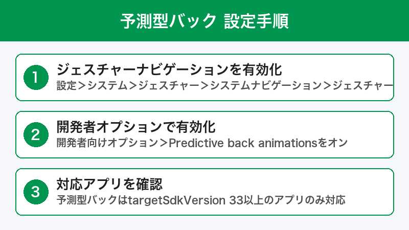 Android 16 予測型バック 設定手順