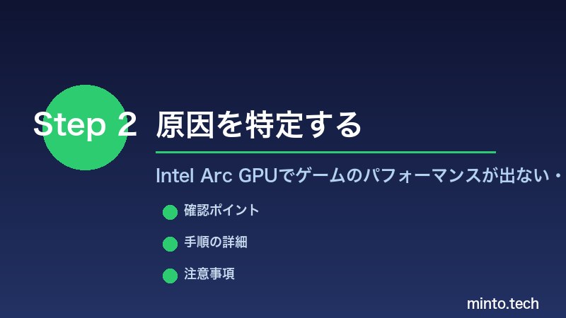 Intel Arc GPUでゲームのパフォーマンスが出ない・fpsが低い - 原因を特定する
