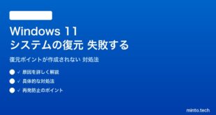 【2026年最新版】Windows 11のシステムの復元が失敗する・復元ポイントが作成されない原因と対処法【完全ガイド】