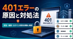 401エラーの認証、権限、ログイン状態の確認ポイントを整理した図解
