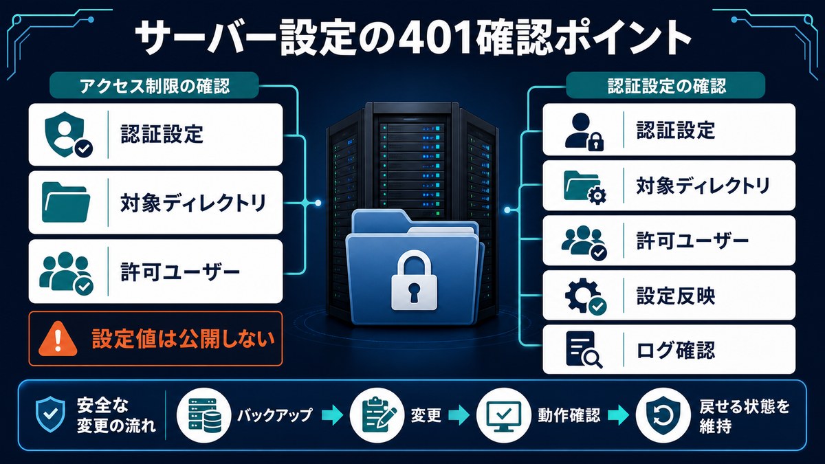 サーバー設定の401確認の図解