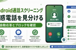 Android通話スクリーニングで知らない番号の用件を確認し、自動応答とブロック設定を見直す日本語アイキャッチ画像