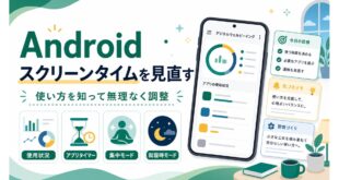 Androidのデジタルウェルビーイングで使用状況、アプリタイマー、集中モード、就寝時モードを見直す日本語アイキャッチ画像