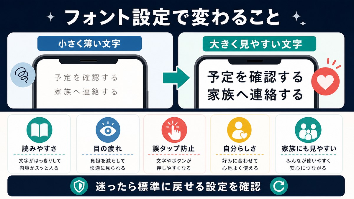 フォント設定で変わることの図解