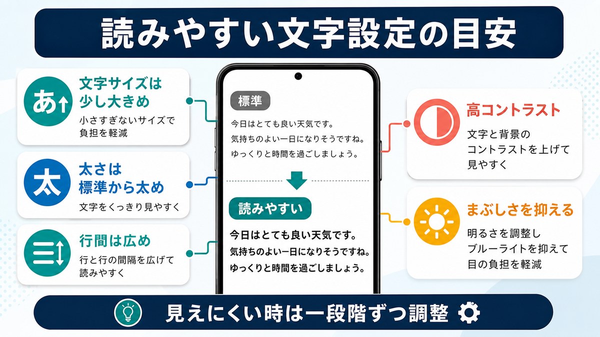 読みやすい文字設定の目安の図解